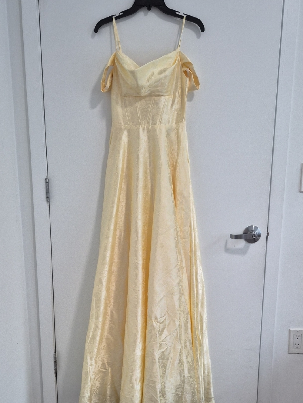 B Darlin Soft Buttercream Satin Evening Gown